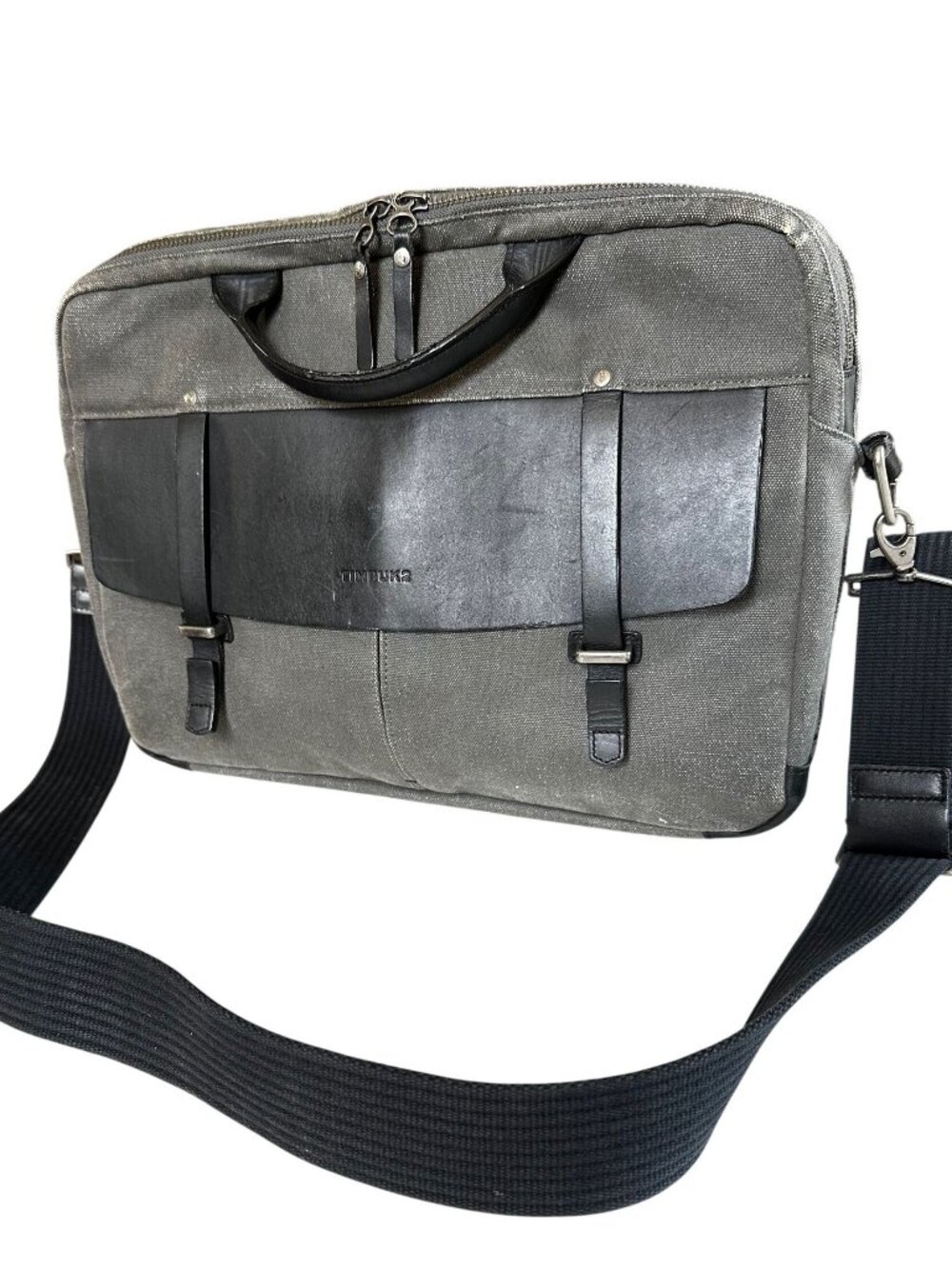 Timbuk2 Distilled Messenger Canvas & Leather Trim Padded Laptop Bag w/ Strap